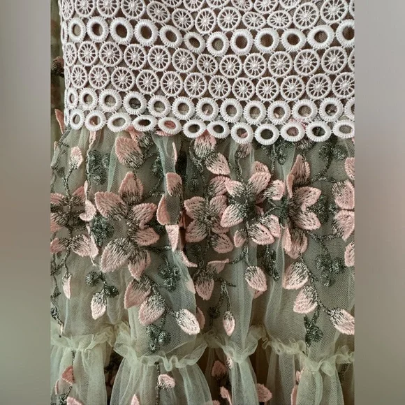 Bronx and Banco Megan Embroidered Mini Dress Floral Pink
